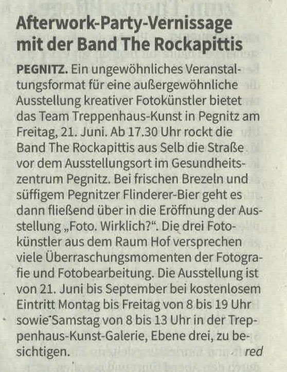Afterwork-Party-Vernissage mit der Band The Rockapittis – Nordbayerischer Kurier Afterwork-Party-Vernissage mit der Band The Rockapittis – Nordbayerischer Kurier