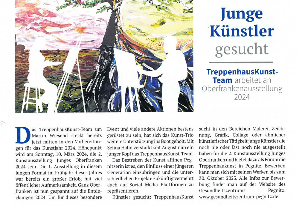 Junge Künstler gesucht – Blickpunkt Pegnitz – Oktober 2023