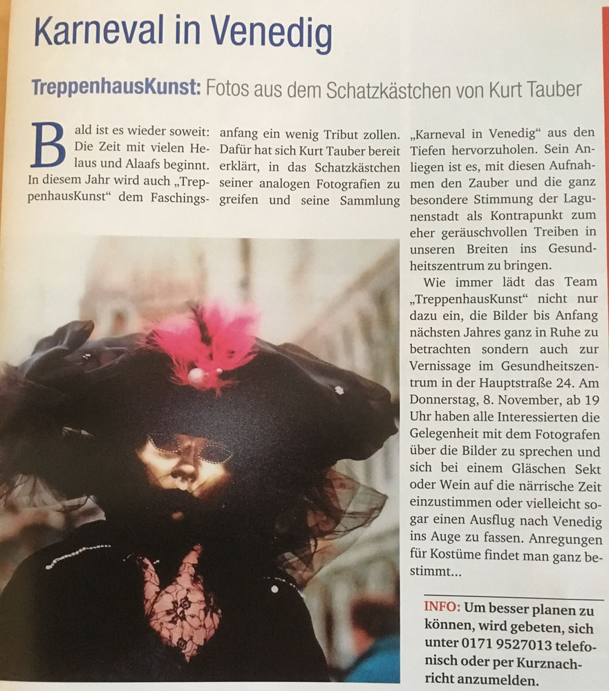 Karneval in Venedig – Blickpunkt Pegnitz – November 2018