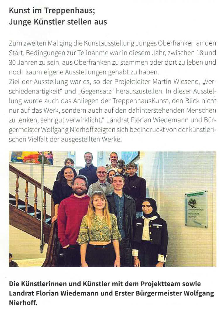 Kunst im Treppenhaus: Junge Künstler stellen aus – Blickpunkt Pegnitz – April 2024 Kunst im Treppenhaus: Junge Künstler stellen aus – Blickpunkt Pegnitz – April 2024