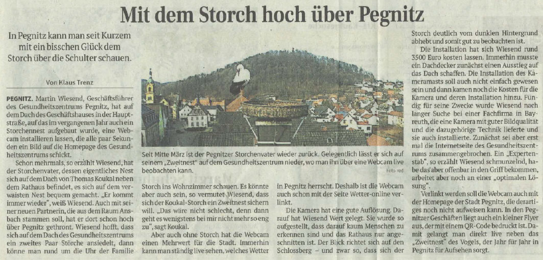 Mit dem Storch hoch über Pegnitz – Nordbayerischer Kurier