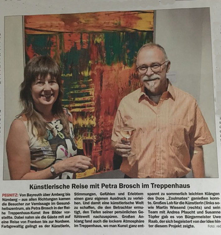 Künstlerische Reise mit Petra Brosch im Treppenhaus – Kunst auf die Straße bringen – Nordbayerischer Kurier / Nordbayerische Nachrichten Künstlerische Reise mit Petra Brosch im Treppenhaus – Kunst auf die Straße bringen – Nordbayerischer Kurier / Nordbayerische Nachrichten