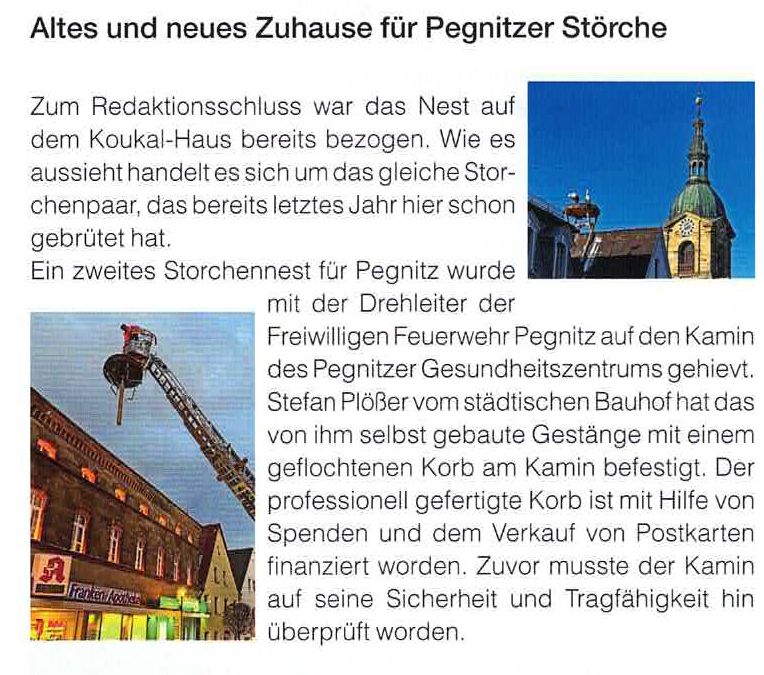 Altes und neues Zuhause für Pegnitzer Störche – Blickpunkt Pegnitz – April 2022 Altes und neues Zuhause für Pegnitzer Störche – Blickpunkt Pegnitz – April 2022