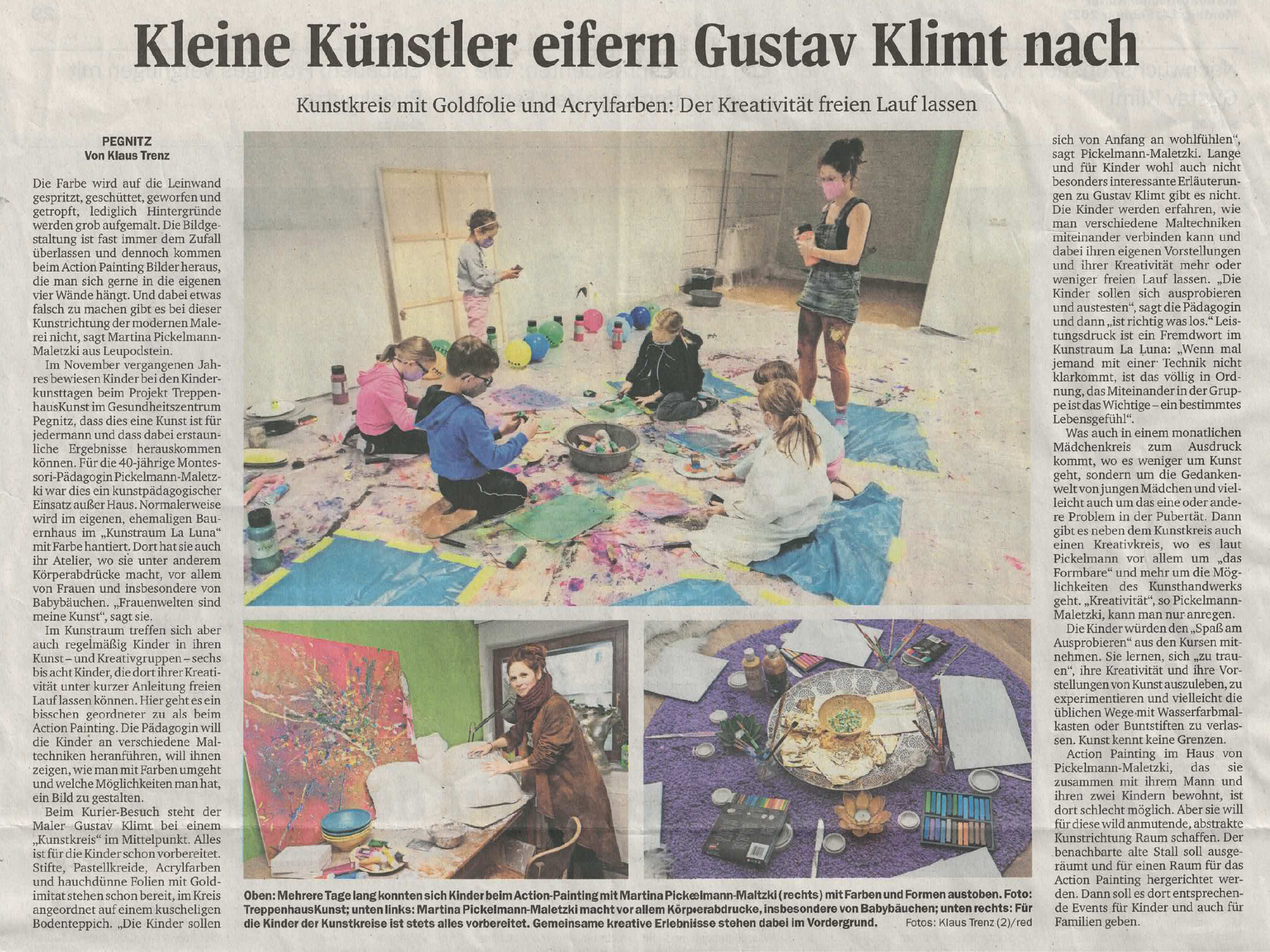 Kleine Künstler eifern Gustav Klimt nach - Nordbayerischer Kurier
