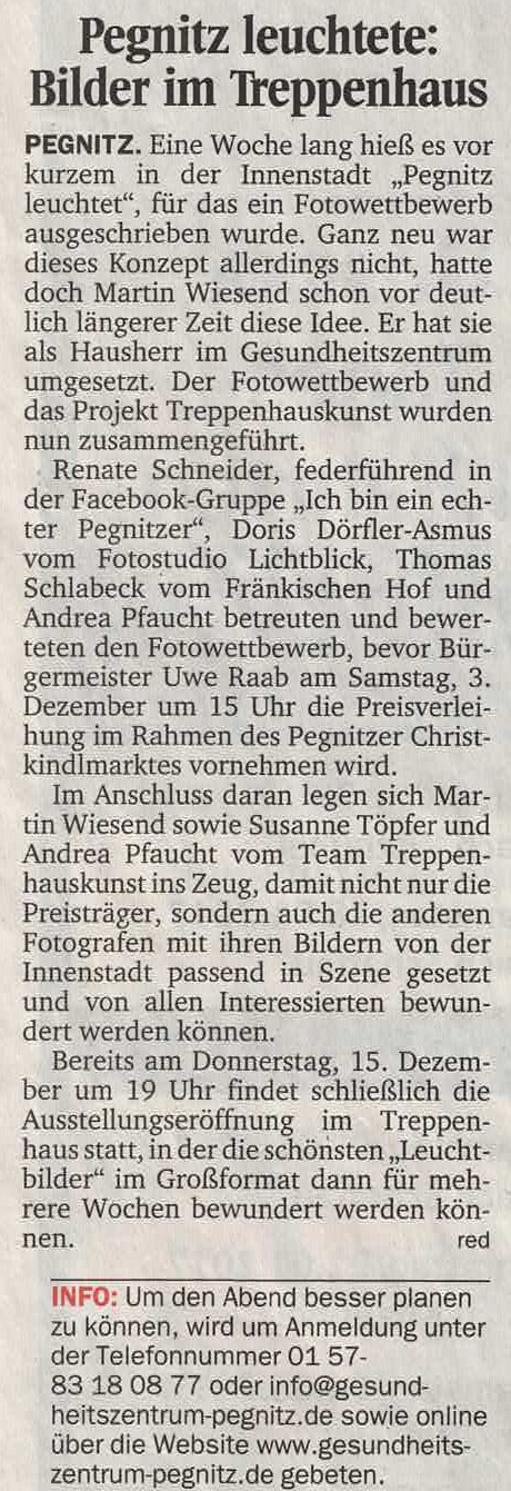 Pegnitz leuchtete: Bilder im Treppenhaus – Nordbayerischer Kurier / Nordbayerische Nachrichten Pegnitz leuchtete: Bilder im Treppenhaus – Nordbayerischer Kurier / Nordbayerische Nachrichten